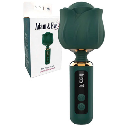 Adam & Eve THE ROYAL ROSE Mini Wand - Green - Green USB Rechargeable Mini Massager Wand