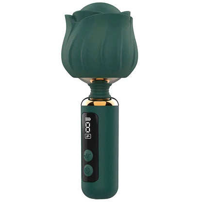 Adam & Eve THE ROYAL ROSE Mini Wand - Green - Green USB Rechargeable Mini Massager Wand