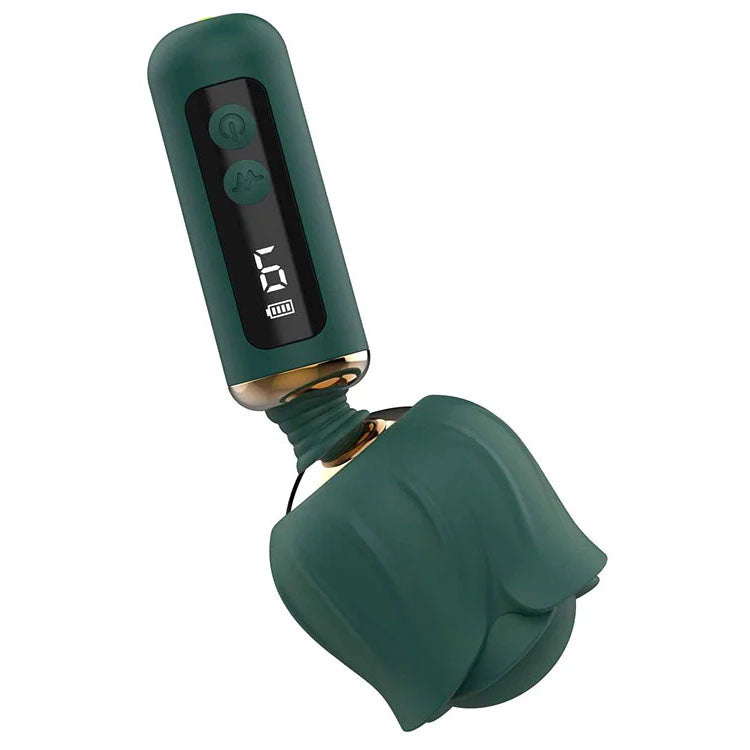 Adam & Eve THE ROYAL ROSE Mini Wand - Green - Green USB Rechargeable Mini Massager Wand
