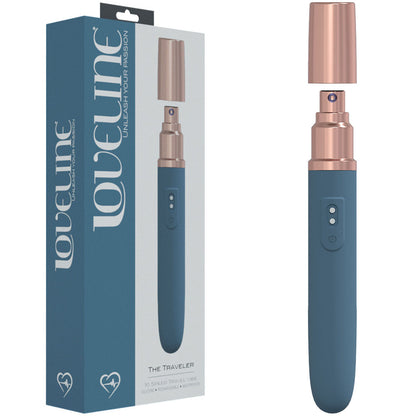 LOVELINE The Traveler - Blue 17.6 cm USB Rechargeable Vibrator with Lube Applicator