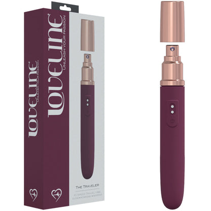 LOVELINE The Traveler - Burgundy 17.6 cm USB Rechargeable Vibrator with Lube Applicator