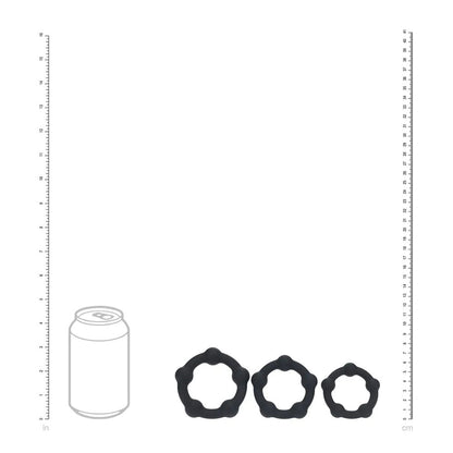 LEVELZ Beaded Silicone Cock Ring Set of 3 - Black - Black Cock Rings - Set of 3 Sizes