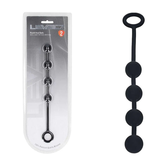 LEVELZ Round Silicone Anal Balls - S - 20mm - Black 23 cm Small Anal Balls