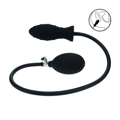 LEVELZ Ribbed Inflatable Anal Plug - Black Inflatable Butt Plug