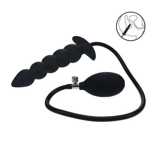 LEVELZ Beaded Inflatable Anal Plug - Black Inflatable Butt Plug