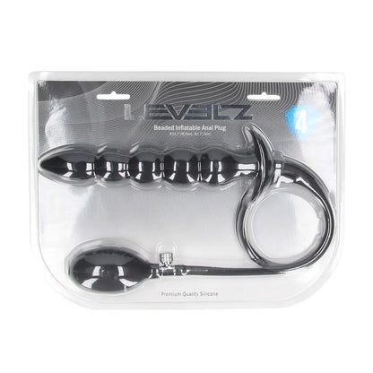 LEVELZ Beaded Inflatable Anal Plug - Black Inflatable Butt Plug