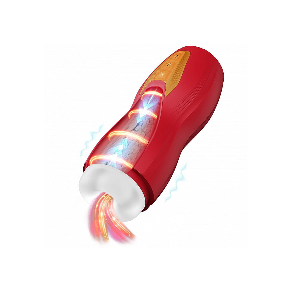 MASTURS Solara - USB Rechargeable Vibrating, Thrusting & Heating Auto Stroker with Augmented Reality