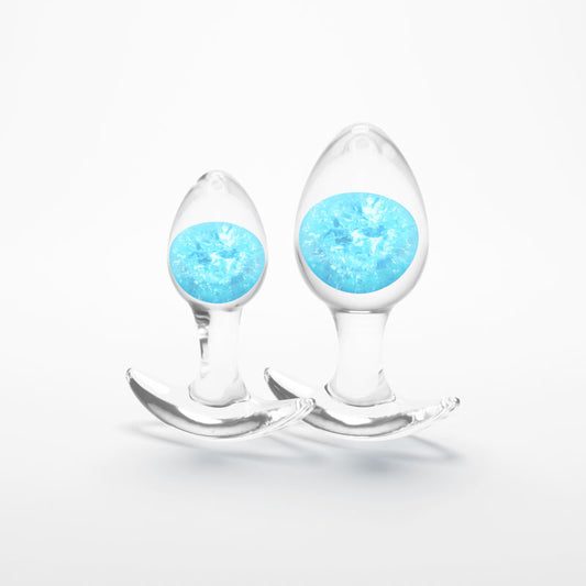 Glams Cosmic 2pc Kit - Blue - Clear/Blue Butt Plugs - Set of 2 Sizes