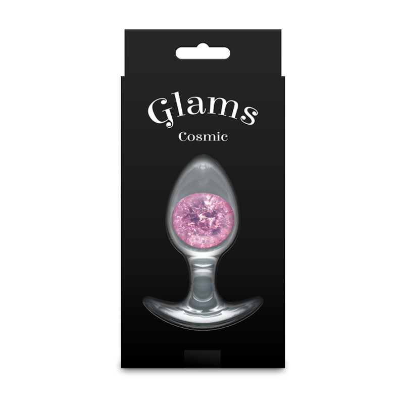 Glams Cosmic - Medium - Pink - Clear/Pink 9.5 cm Small Butt Plug