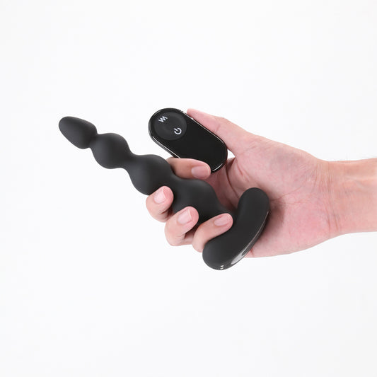 Renegade Reign - Black - Black 17.9 cm USB Rechargeable Vibrating Anal Beads with Wireless Remote