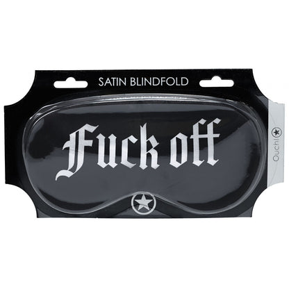 OUCH! Satin Mask - Fuck Off - Black Printed Eye Mask