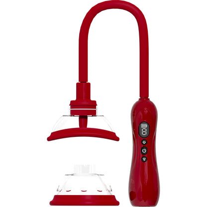 PUMPED Vulva & Breast Pump with Tongue Stimulator - Red - Red USB Rechargeable Ladies Pump Set