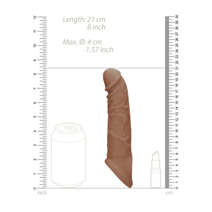 REALROCK 8'' Realistic Penis Extender with Rings - Tan - Tan 20.3 cm Penis Extension Sleeve