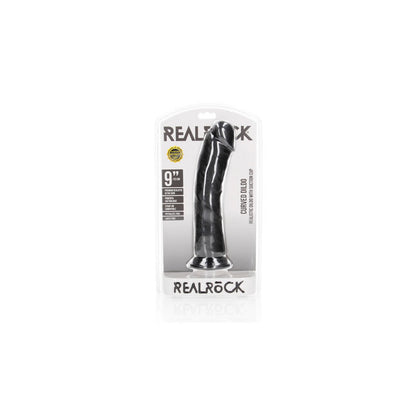 REALROCK Realistic Regular Curved Dildo with Suction Cup - 23 cm - Black 23 cm (9'') Dong