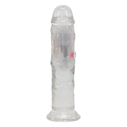 REALROCK 6'' No Balls Wireless Rechargeable LED Vibrating Dong - Clear with LED 16.5 cm USB Rechargeable Vibrating Dong with Remote