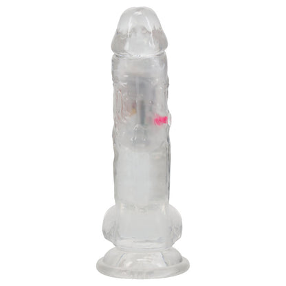 REALROCK 7'' with Balls Wireless Rechargeable LED Vibrating Dong - Clear with LED 19.5 cm USB Rechargeable Vibrating Dong with Remote