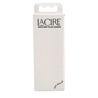 LaCire Drip Pillar Candles - White - White Drip Candles - Set of 3