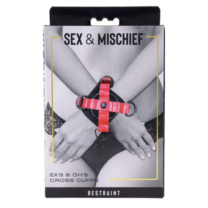 S&M Exs & Ohs Cross Cuffs - Red/Black Restraints