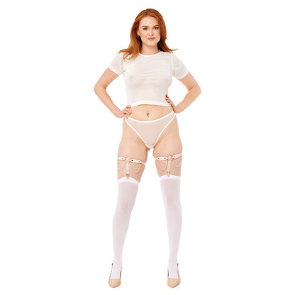 Sex & Mischief Peaches n CreaMe Pearl Garters - Peach / Rose Gold Garters with Pearls - Set of 2