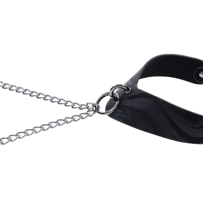 SPORTSHEETS Velvet Noir Collar & Removable Clamps - Black Neck & Nipple Restraints