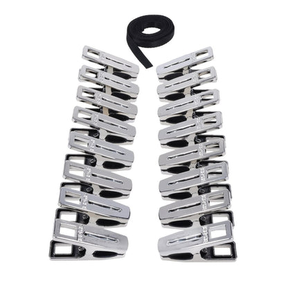 EDGE Body Zipper Clothes Pins - Chrome Chrome Pins - Set of 16