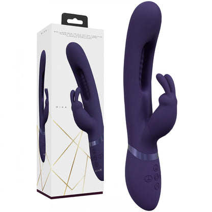 VIVE Mika - Purple 23.2 cm USB Rechargeable Rabbit Vibrator with Flapping Shaft