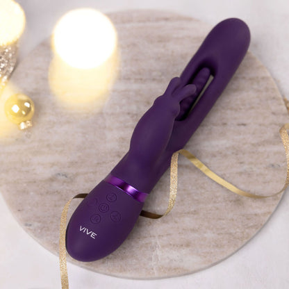 VIVE Mika - Purple 23.2 cm USB Rechargeable Rabbit Vibrator with Flapping Shaft